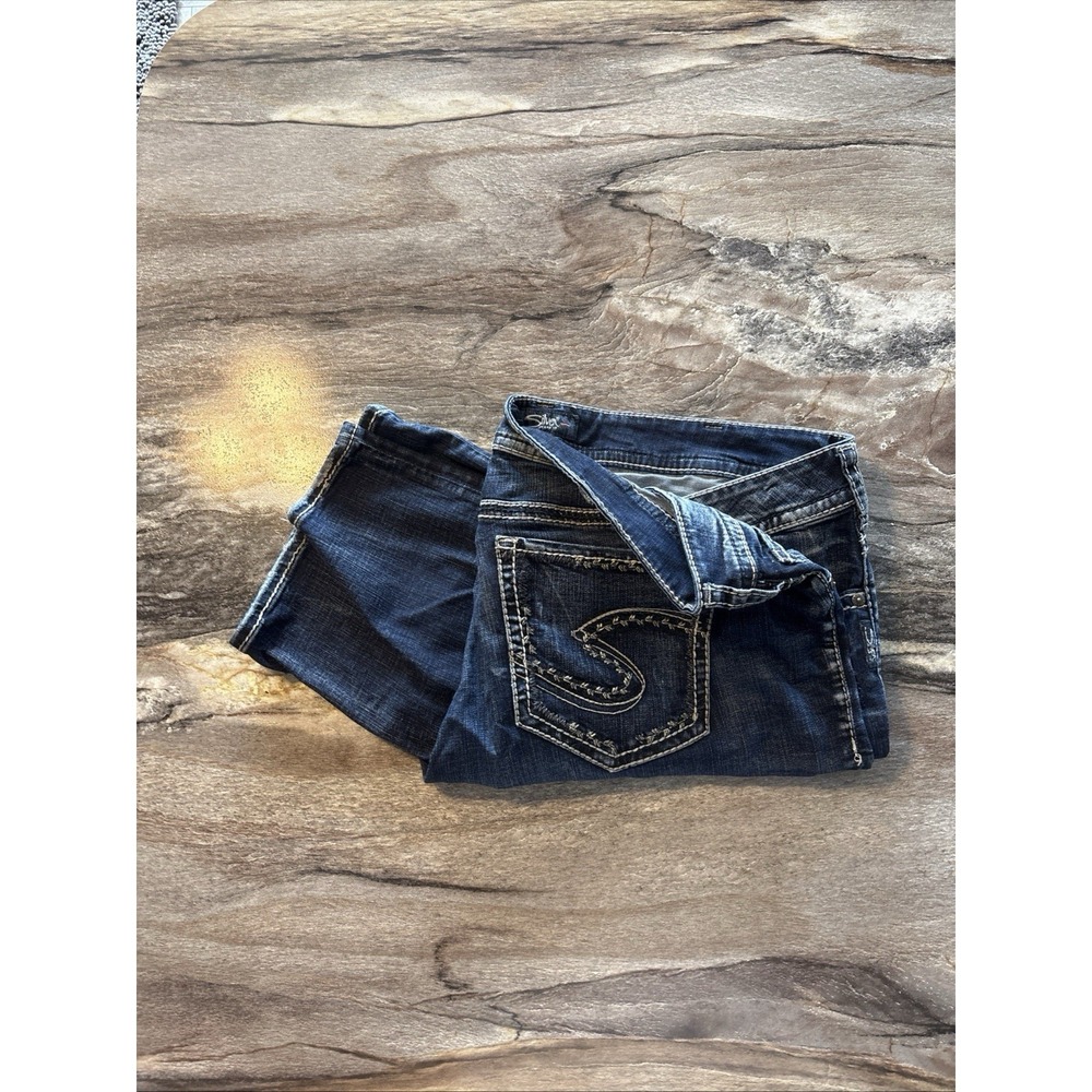 Silver Jeans Co Suki Mid StrgtDenim Blue Jeans Capri Size Sz 22/30 Western Rodeo